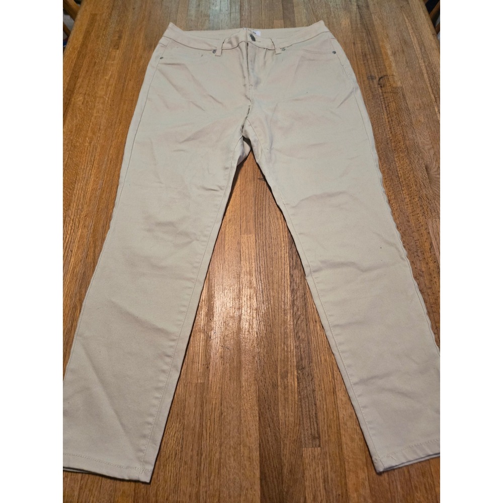 d.jeans Women 10 Khaki Beige Stretch High Waist Straight Leg‎ 5 Pocket Pants